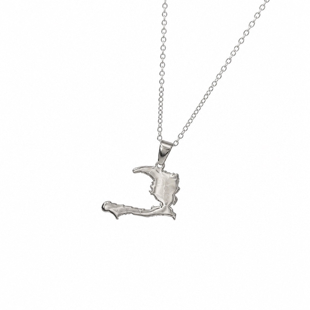 Pendant Necklace - Map of Haiti Stainless Steel
