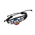 Bracelet - Black Leather Haitian Flag Braided Bracelet - Multi-Layered