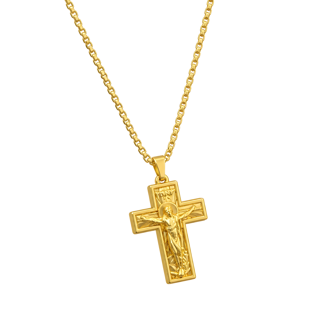 Cross pendant with bead chain necklace