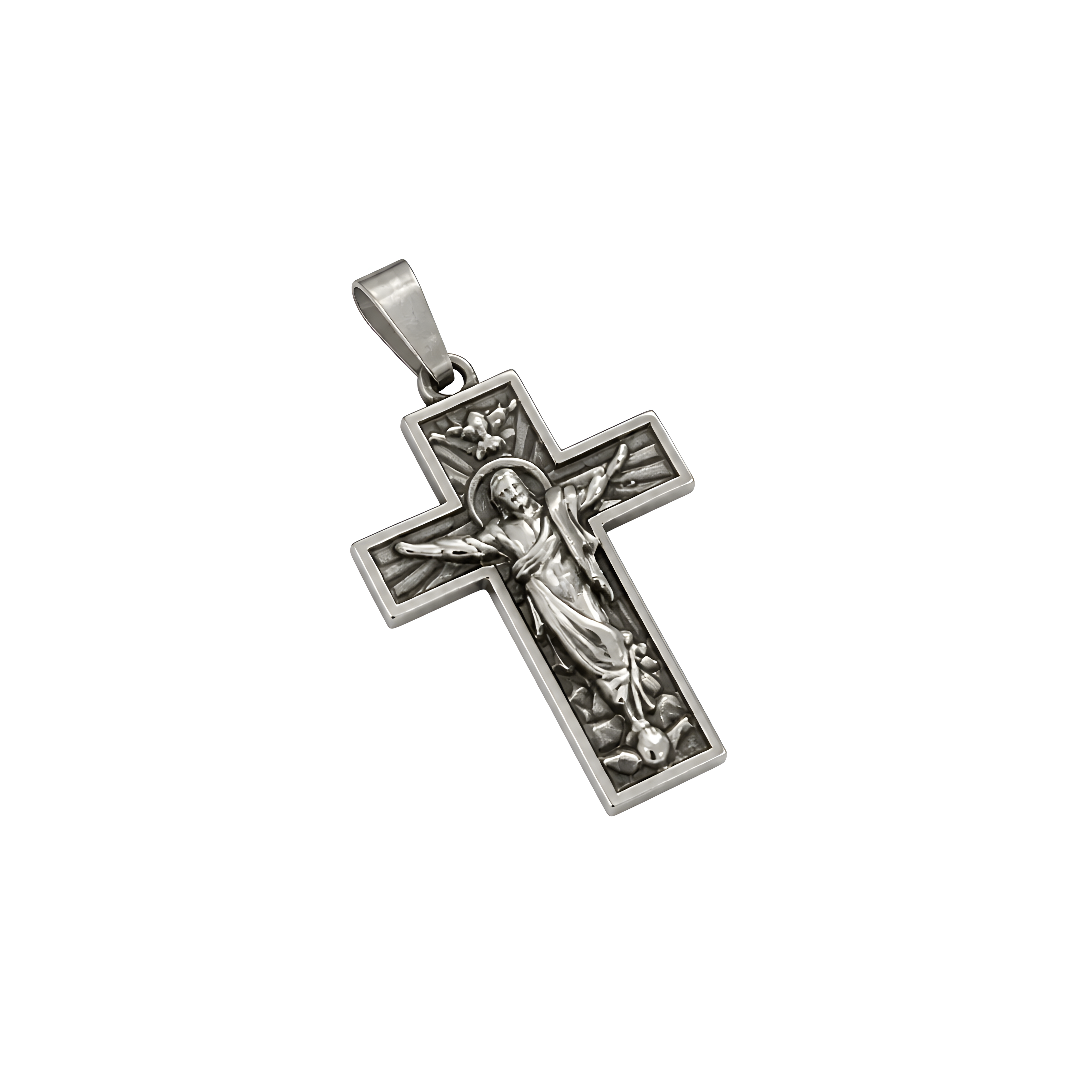 Cross pendant with bead chain necklace
